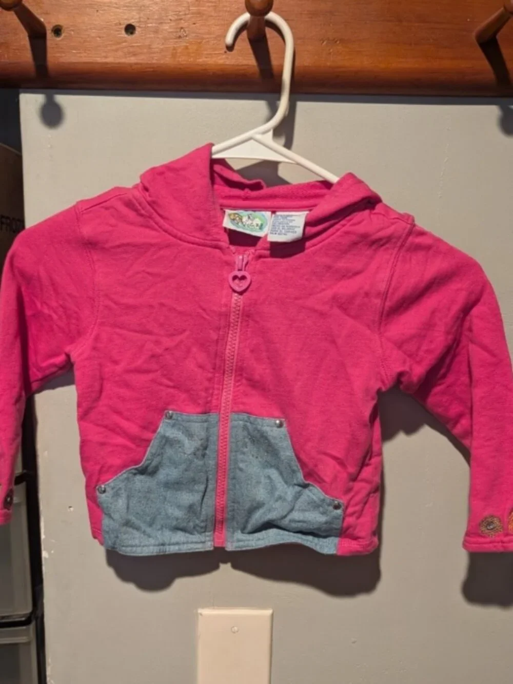 Vintage No kidding Y2K Girls Pink Jacket Embellished Hearts And Flowers Size 4t